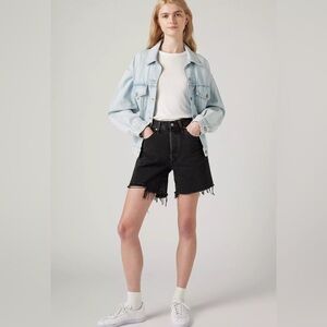 Women's Black Denim 501 Levi’s High-Rise Mid-Thigh Shorts